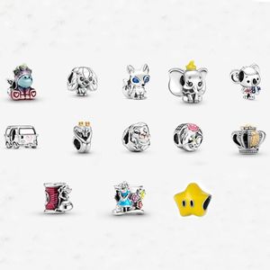 Adatto a bracciali Pandora 20pcs volpe elefante auto cigno unicorno surf canguro auto ciondolo charms perline argento charms perline per donne fai da te gioielli collana europea