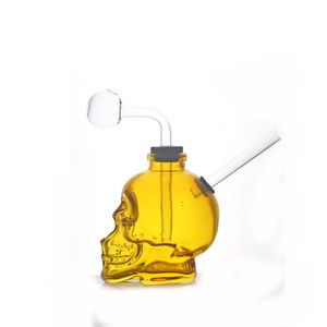 Skull smoking water pipe hookah Detachable oil pot With Hose Filter 6inch recycler ash catcher bong with downstem oil burner pipes