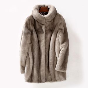 Futra damska Faux Real Mink Winter Coat Plus Size Kobiety Ubrania Jesień Długie Płaszcze Vintage Kurtka Chaqueta Mujer My1062