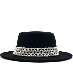 Proste Mężczyźni Kobiety Szerokie Brim Ciepłe Wełny Filt Jazz Fedora Kapelusze Retro Styl Solid Color Panama Hat Trilby Party Formalny kapelusz 56-58cm A2