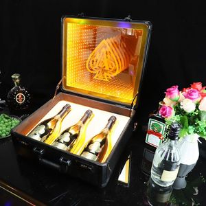 Gravieren Sie Logo Bar Weinpräsenter LED wiederaufladbare Vitrine Ace of Spade Glorifier Box Champagner Flaschenträger für Nachtclub Party Lounge Bar