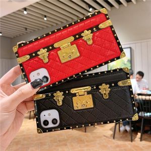 Luxury designer show box Square bag lambskin phone cases for iPhone 12 11 Pro X Xr Xs Max Mini 7 8 Plus SE