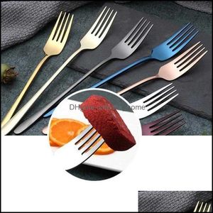 Форк кухня, столовая домашняя садовая сада для ужина Colorf Denanware Corean Praise Dessert Salad Fork Длинная ручка Hableware 1026 PU3G Dro