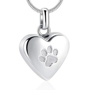 Pet Cremation Jewelry For Ashes Pendant Print Heart Urn Necklace Memorial Keepsake Pet/Dog's/Cat's Chains