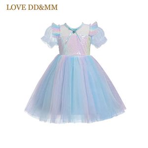 LOVE DDMM Mädchen Prinzessin Kleider Sommer Casual Pailletten Farbverlauf Garn Kleid Kinder Süße Baby Kostüm Kinder Party Phantasie 3-8 Y 210715