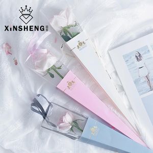 Stieg Grade großhandel-Single Rose Box teile packung Blume Verpackungsmaterial High Grad Papier Für Valentinstag Geburtstag Party Geschenk Wrap