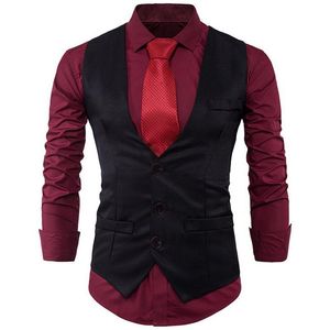 Herrvästar Shujin Slim Business Suit Vest Breasted Solid Color Gentleman Male Vintage Retro V Neck Ärmlös Jackor