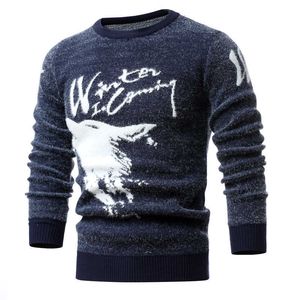 2020新しい冬印刷セーター男性動物柄メンズセーターカジュアルOネック男性プルオーバースリムセータープルメンY0907