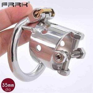 FRRK Spiked Cock Rings Metal Penis Cage Stainless Steel Male Chastity Belt Devices Decoration BDSM Sex Toys Bondage Stealth Lock 210324