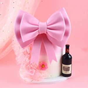 EVA Birthday Cake Card Tie Topper Decorating Bowknot Ins Party Cake Dessert Table Decoration Tools Supplies Baking Accessories