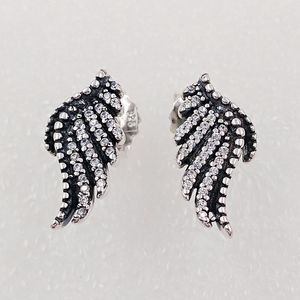 Hot Charm designer jewelry Authentic 925 Sterling Silver MAJESTIC FEATHER Stud Earring Pandora Earrings luxury women Valentine day birthday gift wedding 290581CZ