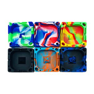 Colorfull Square Silicone Cinzeiro Soft Soft Unbreakable Infurcumble Cigarro Cigarro Fumaça Acessório de Fumaça Organizando Suportes de Slot YL0321