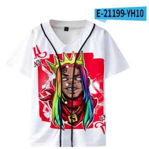 Sommermode Männer Jersey Rot Weiß Gelb Multi 3D-Druck Kurzarm Hip Hop Lose T-Shirts Baseball T-Shirt Cosplay Kostüm 043