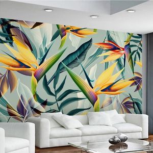 Sud-Est asiatico tropicale paesaggio 3D stereo colore pastorale foglie murale camera da letto tema hotel ristorante ristorante