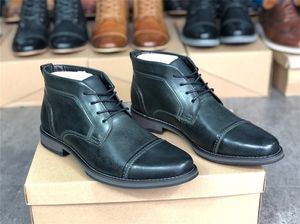 Mens designer klänning skor spets-up martin ankel boot formella affärsstövlar handgjorda äkta läder bröllopsfest sko med låda 030
