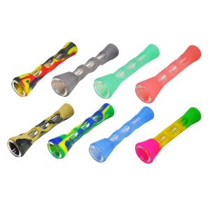 Silicone Smoking Pipes Environmental Protection Portable Glass Cigarette Holder Mini Tobacco Pipe Cigarettes Holders Mixed Colors