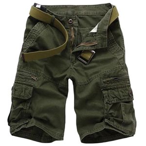 Shorts Men Cotton Cargo ArmyGreen Tactical Loose Casual Homme Bermuda Male NO Belts 29-40 Pantalones Cortos Hombre 210713