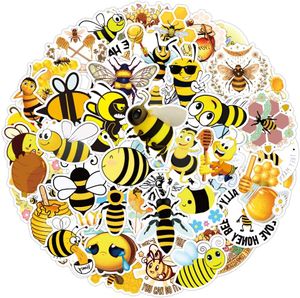 50Pcs-Pack Yellow Bee Adesivo in vinile Adesivi impermeabili Bottiglia Laptop Car Planner Journal Scrapbooking Telefono Chitarra Wall Box Skateboard Decal