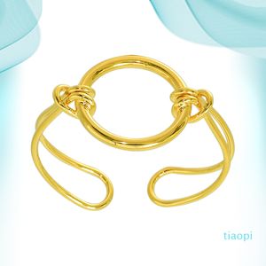 Trendy Exaggerated Line Bangle Luxury Fashion Punk Ring Cuff Bracelet Hollow Out Light Gold Color Bangles Glossy Jewelry Women Men