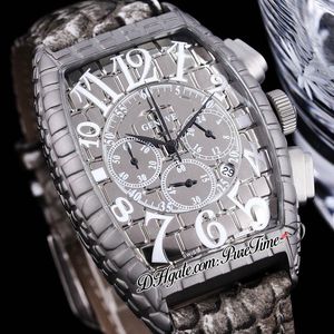 2021 Casablanca 8880 Iron Croco Miyota Kwarcowy Chronograph Męskie Zegarek Gray Dial Black Number Markery Amerykański Python Skórzany Pasek Stoper PureTime F01B2