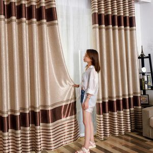 Simple curtain finished modern shading bedroom living room balcony window flat window custom striped curtain fabric 210712