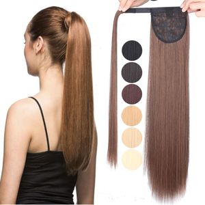 Wholesale pony wig hair resale online - Synthetic Wigs Long Straight Wavy Ponytail Hair Headwear Natural Pigtail Clip on Heat Resistant Pony O