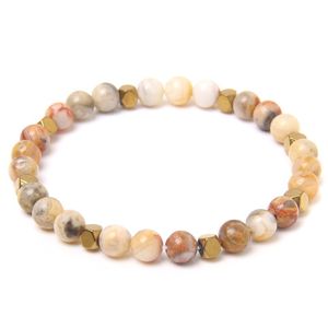 Clássico 6mm Alabaster White Howlite Turquesa Acessórios de Pedra Castanhas Fios Beads Homens Braceletes Mão Jóias Strand Bracelete Para As Mulheres