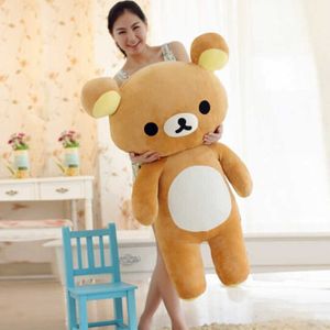 80cm San-X Rilakkumaリラックスクマの素敵なぬいぐるみかわいい柔らかい枕ぬいぐるみおもちゃ人形ギフト2021 Q0727