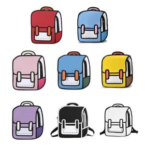 Fashion Cute Cartoon School Bag Unisex 2D Drawing Backpack Comic Bookbag for Teenager Girls Boys Daypack Travel Rucksack Bag Y0804