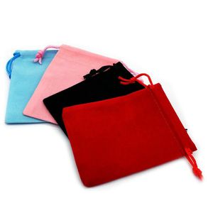 100 sztuk cm aksamitna sznurka torba biżuteria torba Boże Narodzenie ślubny torby prezent czarny niebieski różowy czerwony