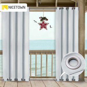 NICETOWN Patio Curtain Outdoor Drape Panels Top and Bottom Grommets Blackout Waterproof Mildew Resistant Drapes for Outdoor 210712