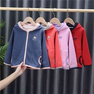 Boy's jacket Korean style Western fashion girl's autumn trendy fleece hood P4521 210622