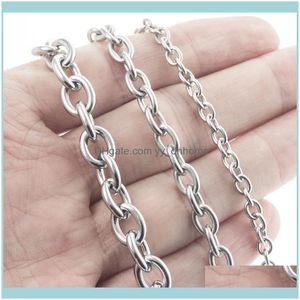 Chains Necklaces & Pendants Jewelrychains 100%Stainless Steel Chain For Jewelry Making 4/6/8Mm Metal Rolo Link Bulk Cadena Acero Inoxidable