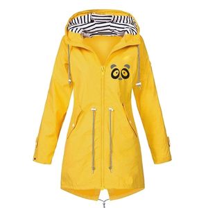 ビキニ秘密の秋と冬のジッパーの女性のストームスーツ屋外フード付き登山ジャケットコートパンダS~5XL 211014