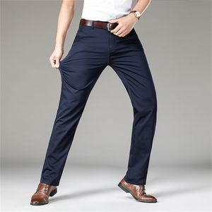 Calças Mens Algodão Alongamento Casual Calças Masculinas Homem Longo Reta Alta Qualidade 5 Cores Plus Size Pant Suit 42 44 211119