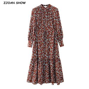 Frühling Böhmen Runde Kragen Knöpfe Zebra Gestreiften Druck Hemd Kleid Hippie Frauen Stretch Taille Midi Kleider Urlaub Herbst 210429