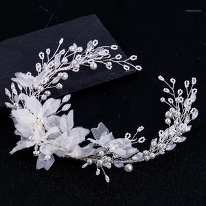 Hair Clips & Barrettes Woven Crystal Headband Wreaths White Flower Headdress Romantic Elegant Fashion Accessories For Women Wedding Bridal J