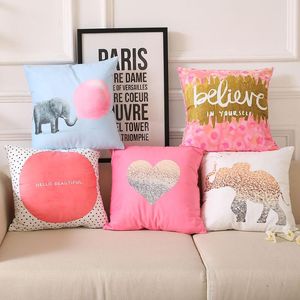 Pink Color Beautiful Cushion Covers Modern Pineapple Elephant Heart Art Cover Decorative Soft Pillowcase Cushion/Decorative Pillow