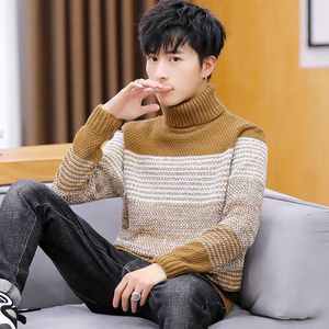 Winter Turtleneck Sweater Men's Knitted Korean Style New Autumn Clothes Thicken Bottoming Cotton Fashion Coat Y0907