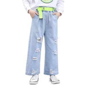 Jeans für Mädchen, große Löcher, Kinder, zerrissen, lässige Kinder-Teenager-Kleidung 210527