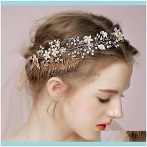 Haarschmuck SchmuckHaarspangen Haarspangen Mode Kristall Blume Blatt Hochzeit Braut Luxus Tiara Prächtige Accessoires Studio Stirnband Dro