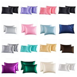 single 20*26inch Satin Pillowcase Home Multicolor Ice Silk Pillow Case Double Face Envelope