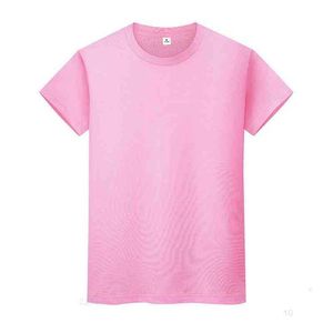 Ny rund hals solid färgT-tröja sommar bomullsbotten skjorta kortärmade män och kvinnors halvärmad ub7wtyg1i