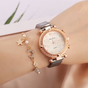 Moda kobiety luksus zegarek zegarek z siatkiem projekt damski zegarek elegancki diamentowy czas kwarcowy Zegar zewnętrzny