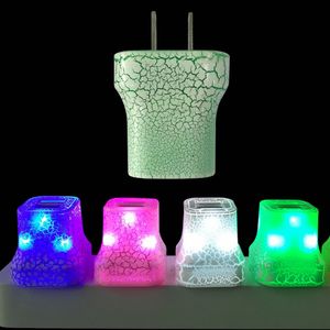 Wholesale universal design homes resale online - LED Dual USB Wall Charger Crack Design Glow Lighting UP V A Travel Home Charging Power Adapter for iphone plus Samsung Universal