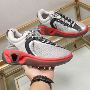 Womens or mens fashion sneakers women brand-name sports shoes cowhide and mesh B-Runner unique inclined shoelace design RUE FRANCOIS top quality size 35-45