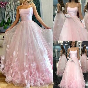Różowe różowe ręczne kwiaty 2019 sukienki Quinceanera Sukienki spaghetti Drappe Sweet 16 Sukienka Vestia de Festia Sukienka na balowne suknie konkursowe suknie