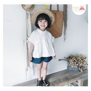 Ragazze in stile coreano vestiti carini set camicetta bianca allentata + pantaloncini 2 pezzi abiti bambina bambini abiti casual 2-6Y abbigliamento per bambini 210508