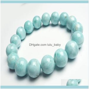 Gioielli con perline Fili di perline Preziosi braccialetti di larimar naturale blu per donna Uomo Bracciale con perline di cristallo tondo in pietra elasticizzata 12Mm1 Drop De