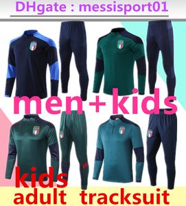 2021 Italien Tracksuit Training Suit män och barn Italia Vuxen insigner Verratti Marchisio Ghiellini Chandal Långärmad Set